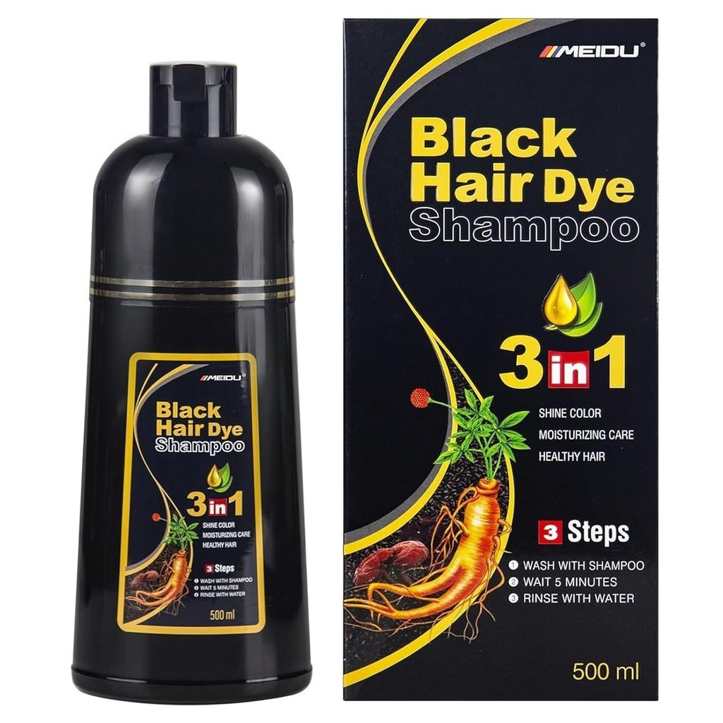 Ivnil Meidu Shampoo Tintura Para Cabelos Pretos 3 Em 1 Mulheres E Homens Cobertura 100 % Cinza