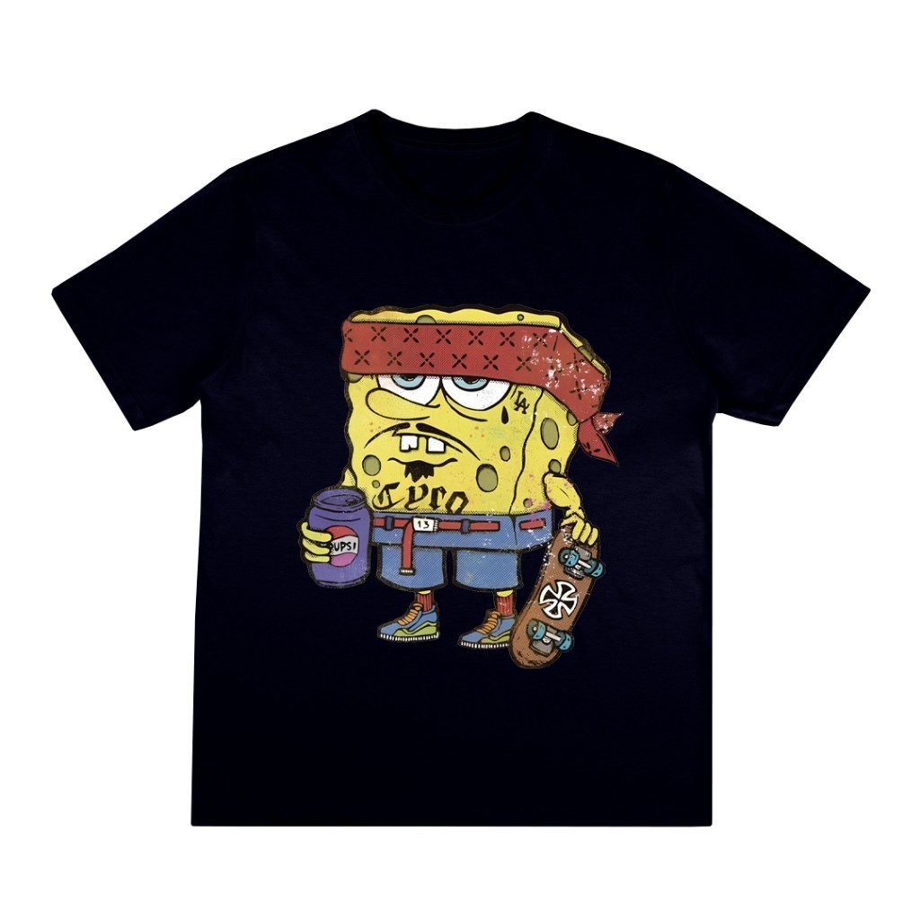 Camiseta Oversized Masculina Feminina T-shirt Streetwear moda Bob Esponja Guetto Skatista  Básica  Camisa
