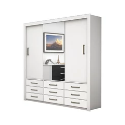Guarda Roupa Anjos Plus 3 Portas 9 Gavetas Carioca Branco