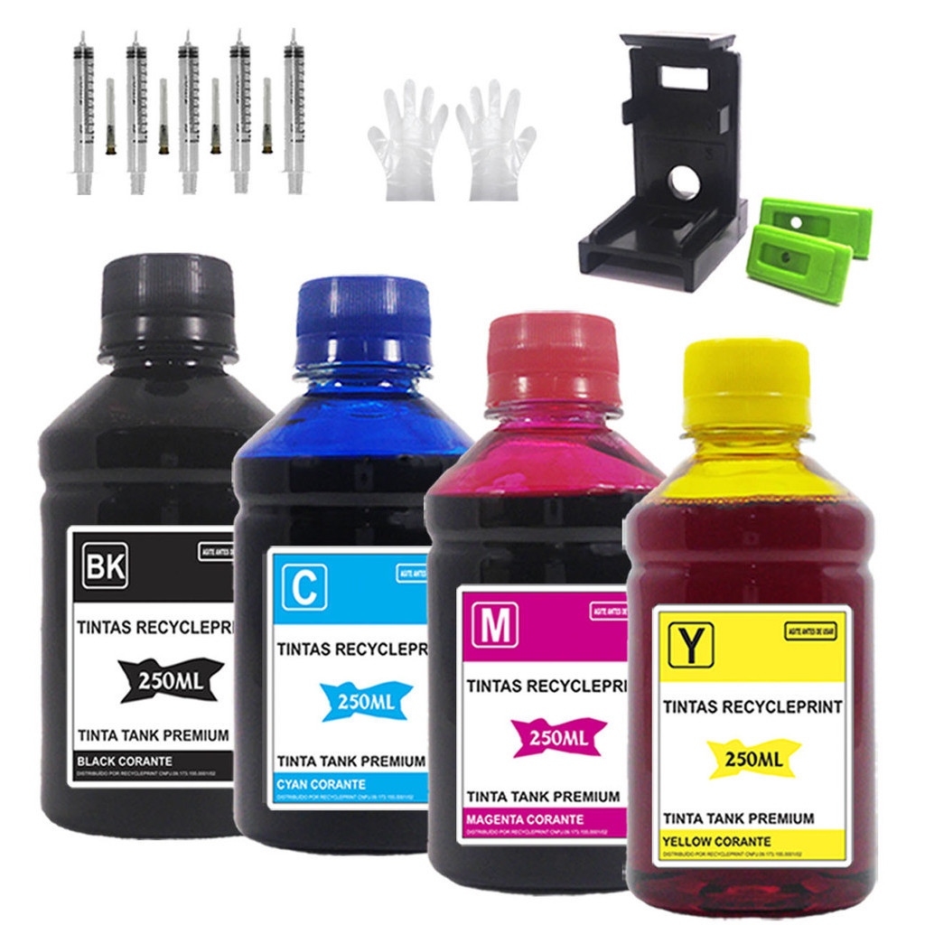 Kit Recarga Cartucho 1l Tinta Impressora Compatível com HP 2874 2774 667 667XL — imagem 2 de 2
