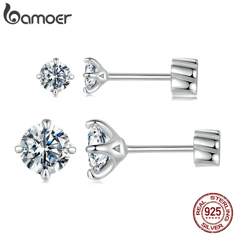 Bamoer 925 Sterling Sliver Studs Brincos Moissanita Cintilantes Jóias Presentes Para Mulheres em Oferta na Shopee