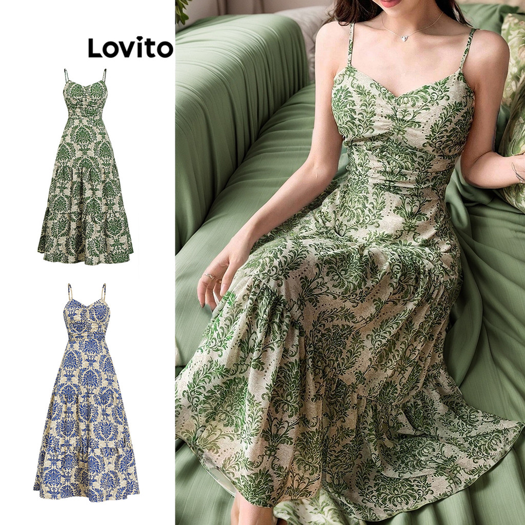 (Trendy) Lovito Vestido Boho Paisley Padrão Vestido De Verão Com Laço Nas Costas Para Mulheres L87ED315 (Multi-color) em Oferta na Shopee