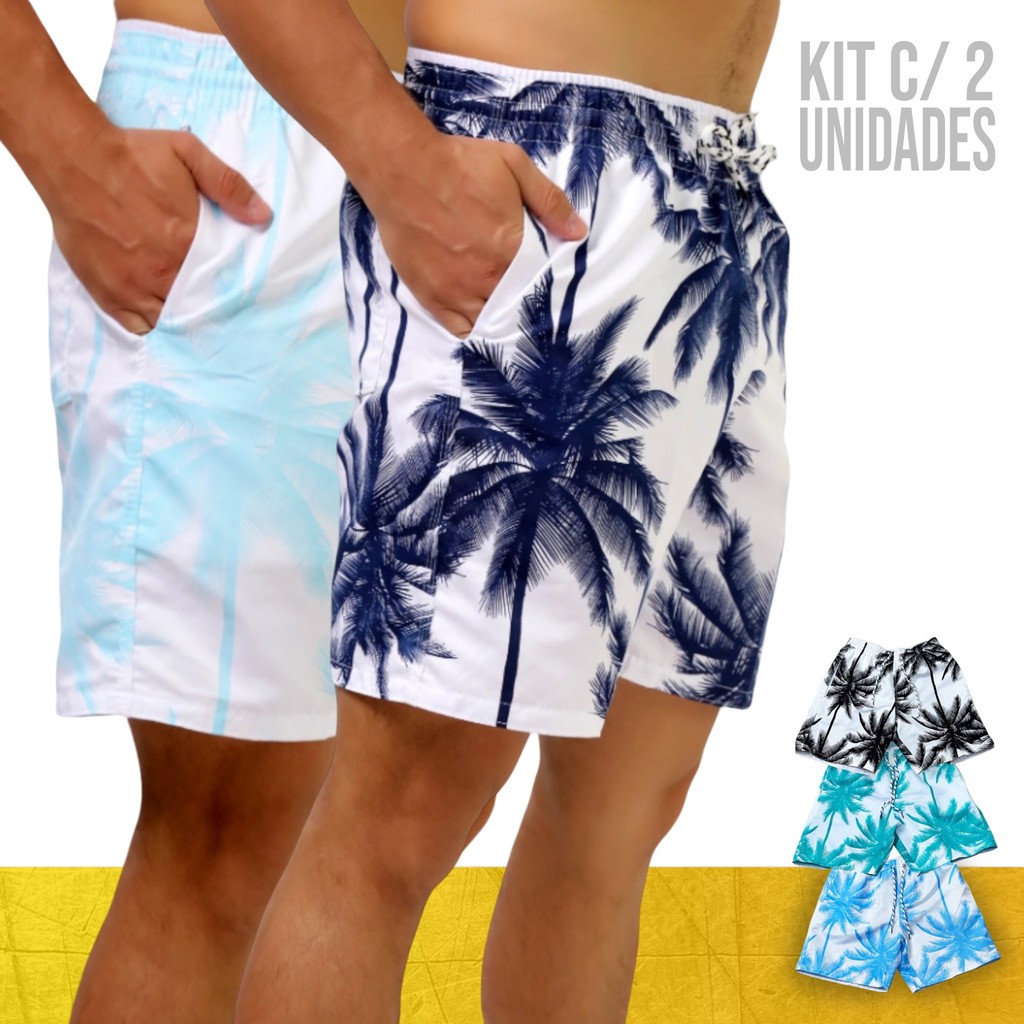 KIT c/2 Shorts Bermuda Tactel Praia Muricinho Masculina COQUEIRO 2 704