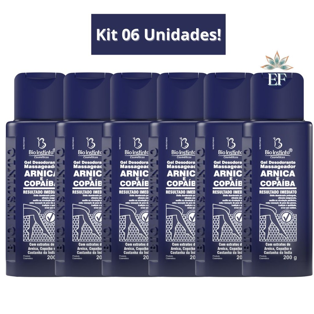 Kit 6 Unidades Gel Massageador Arnica e Copaíba 200g Bio Instinto