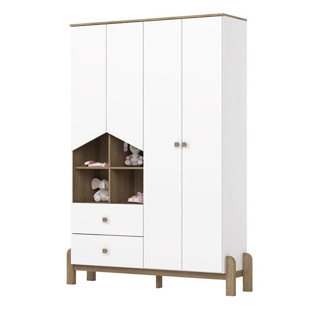Guarda Roupa Infantil Ternura 4 Portas Branco Jequitibá Hp - Henn - Home & Living
