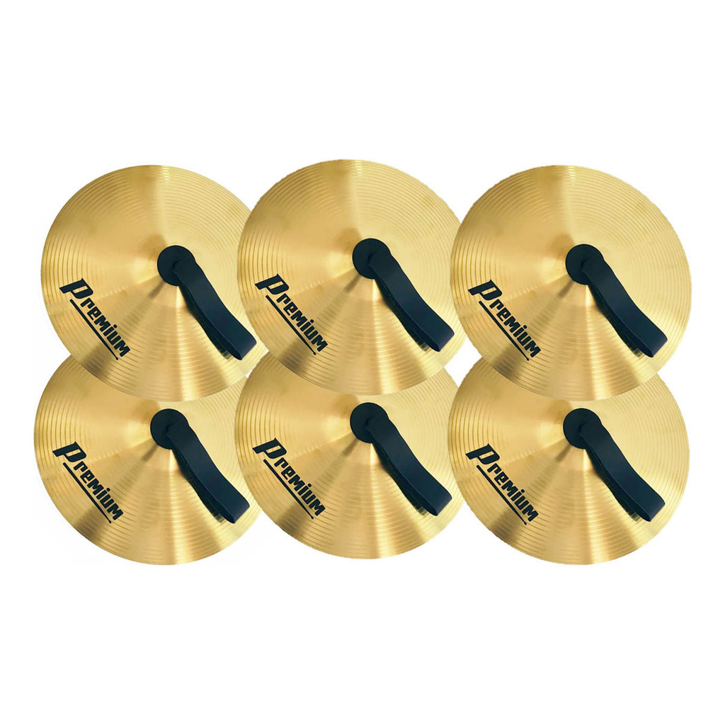 Kit 3 Pratos Par Fanfarra Marching Band Alloy 14 + Correia