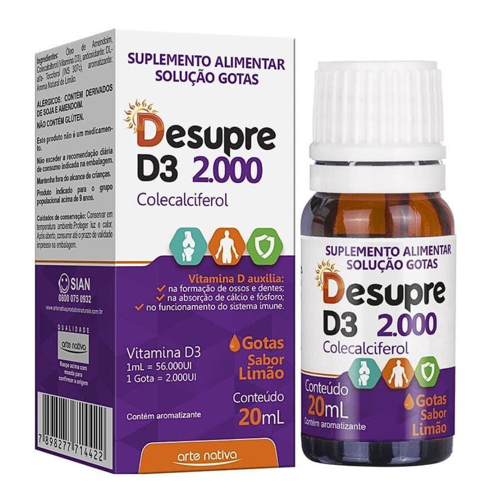 DESUPRE D3 2000UI GOTAS SABOR LIMÃO COM 20ML