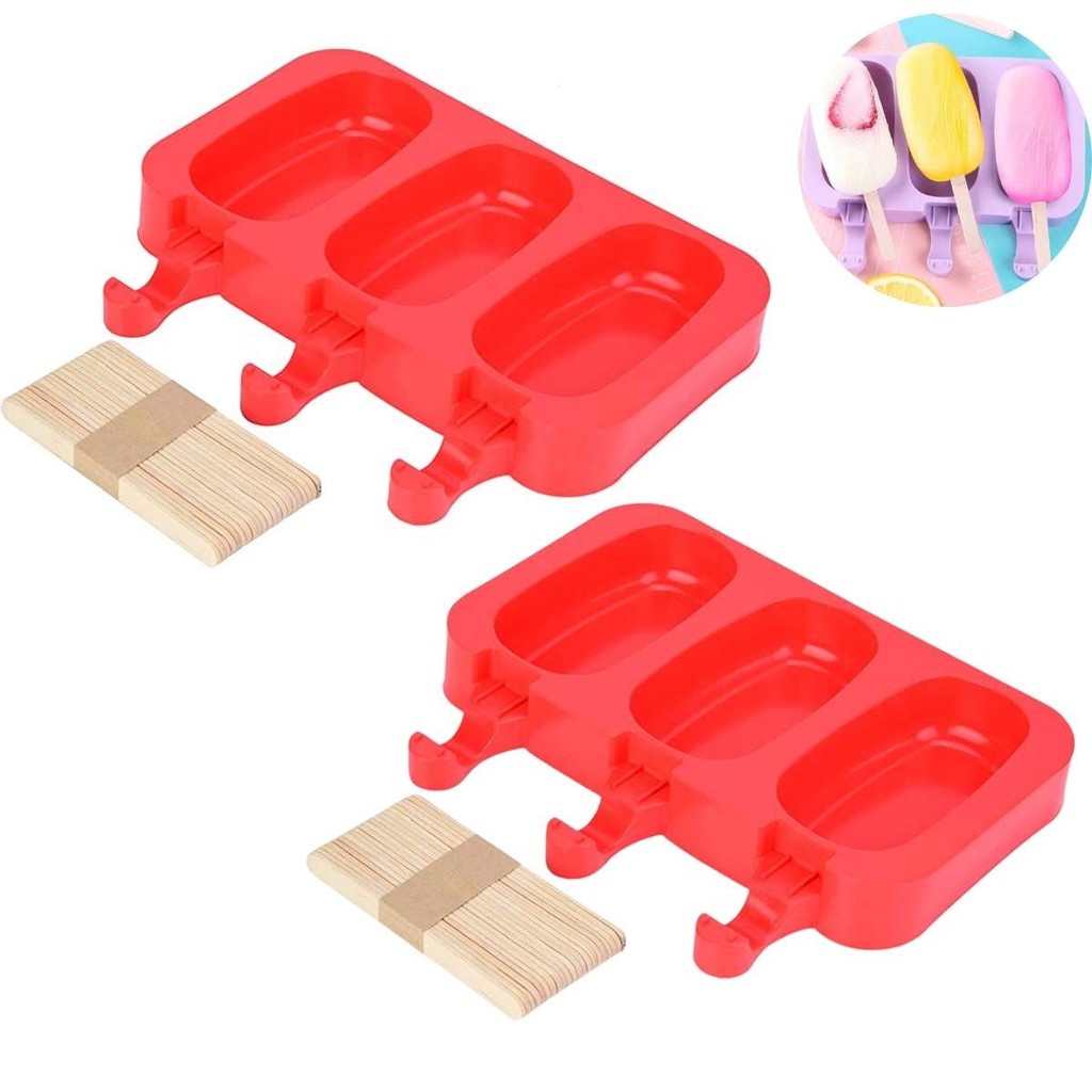 Kit 2 Formas 6 Sorvetes Picolé Silicone 100 Palitos E Tampa em Oferta na Shopee