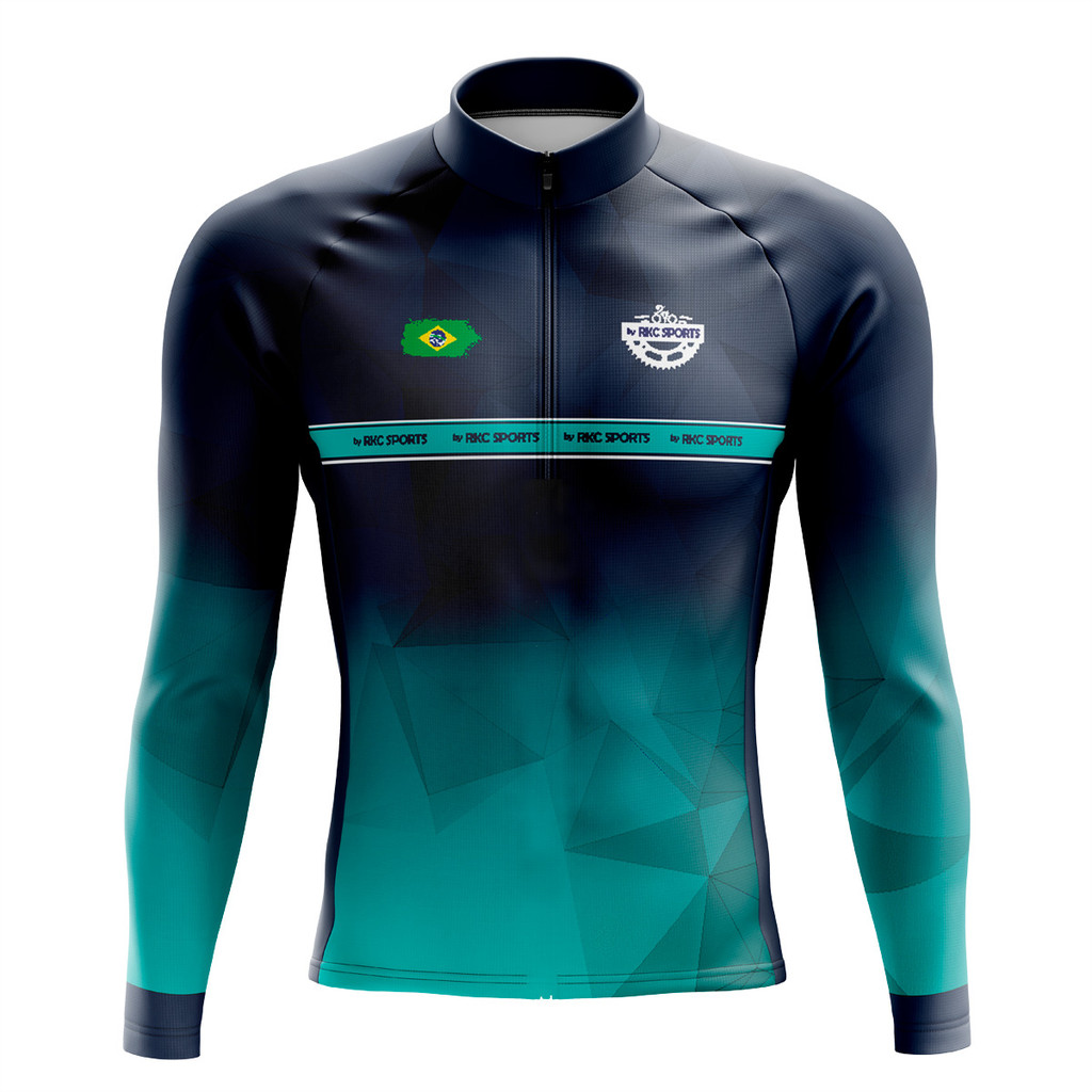 CAMISA CICLISMO MASCULINA MOUNTAIN BIKE MANGA LONGA PROTEÇÃO UV RKC SPORTS GEOMETRIC VERDE em Oferta na Shopee