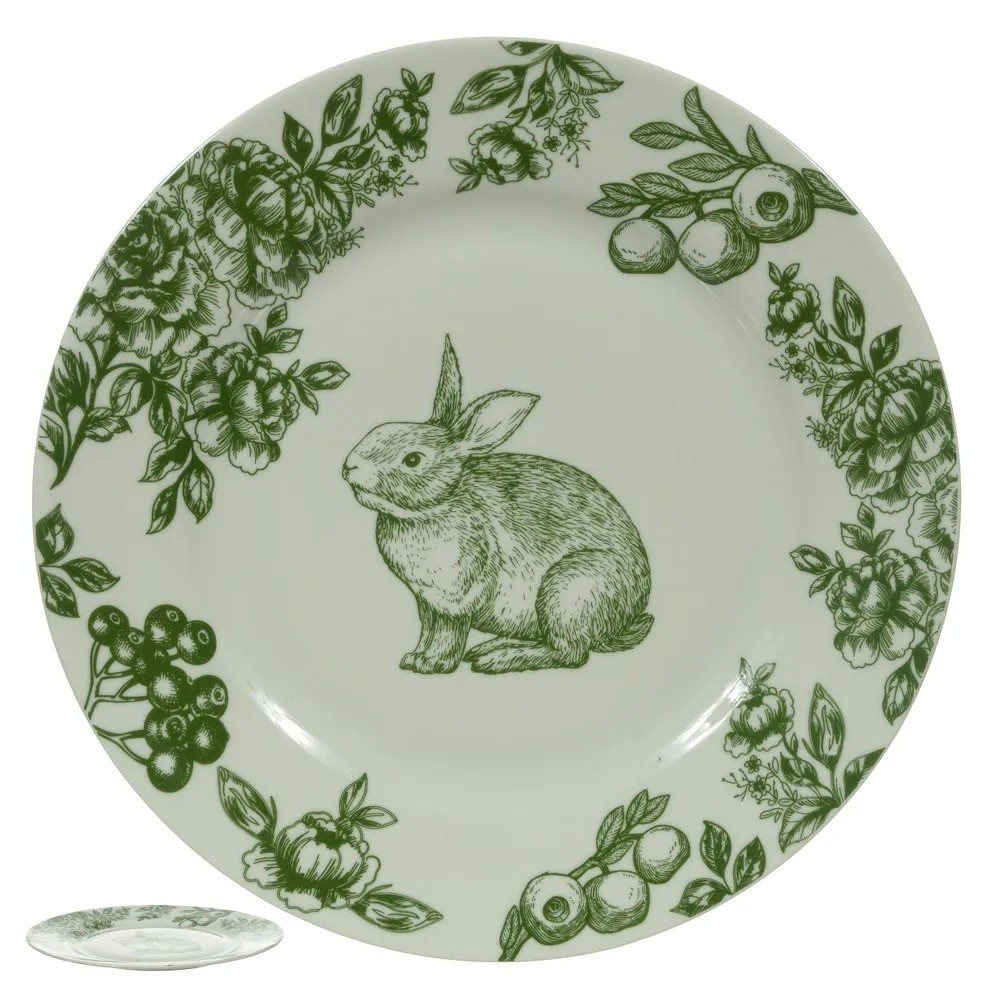Prato de porcelana raso Páscoa verde vintage