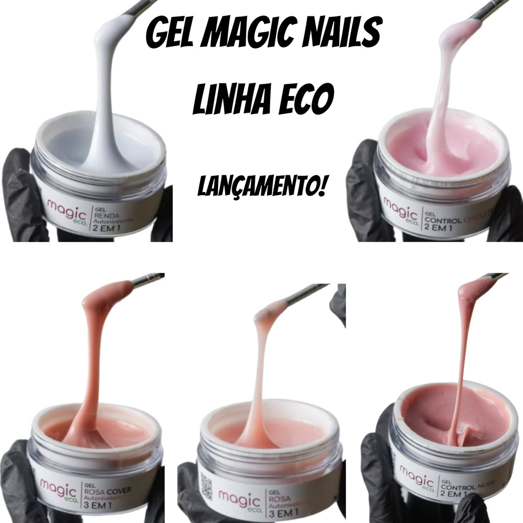 Gel Magic Nails Linha Eco, Base Pro, M3 ultra e Evo - 3 em 1 - auto nivelante em Oferta na Shopee