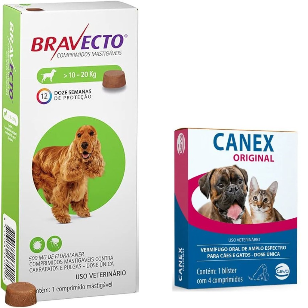 Bravecto Antipulgas Carrapatos Cães 10A 20kg + Vermífugo em Oferta na Shopee