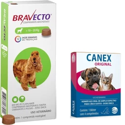 Bravecto Antipulgas Carrapatos Cães 10A 20kg + Vermífugo