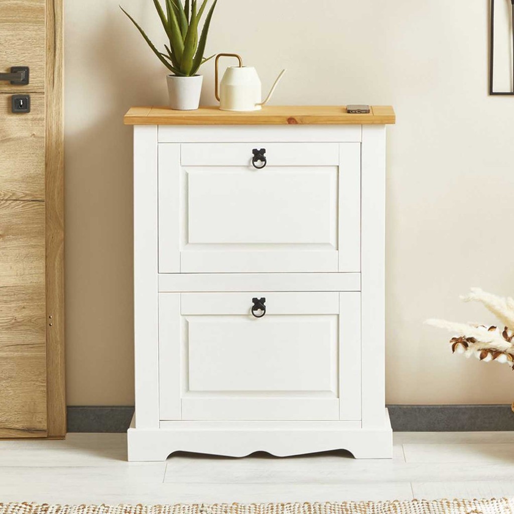 Sapateira Madeira 2 Portas Basculantes 10 Pares Rústico Branco em Oferta na Shopee