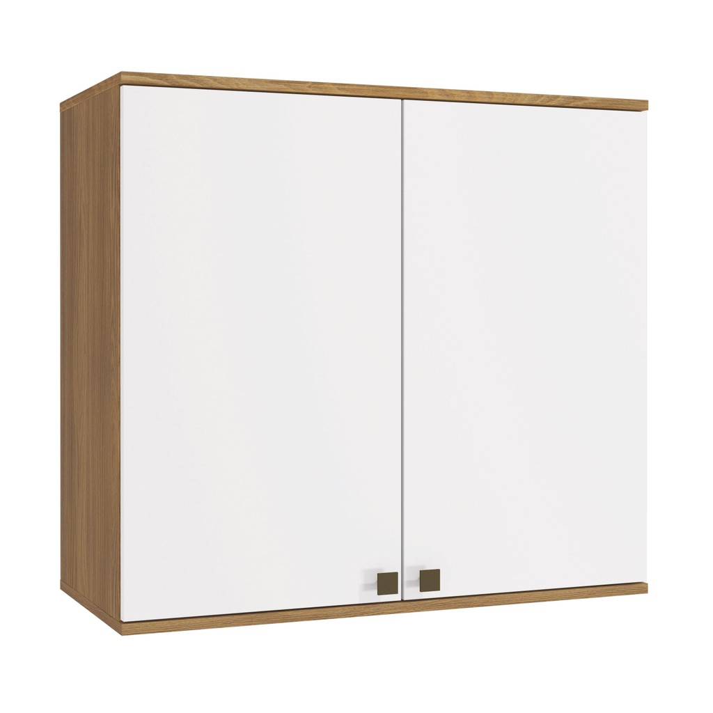 Armário Aéreo Celeste Kappesberg 100% MDF 2 Portas Nogueira/Branco 80cm - Home & Living