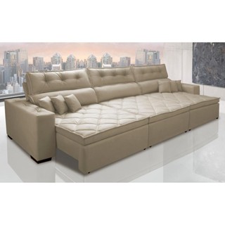 Sofá Retrátil e Reclinável 3,82m Austin com Molas no Assento Tecido Suede Velusoft Bege em Oferta na Shopee