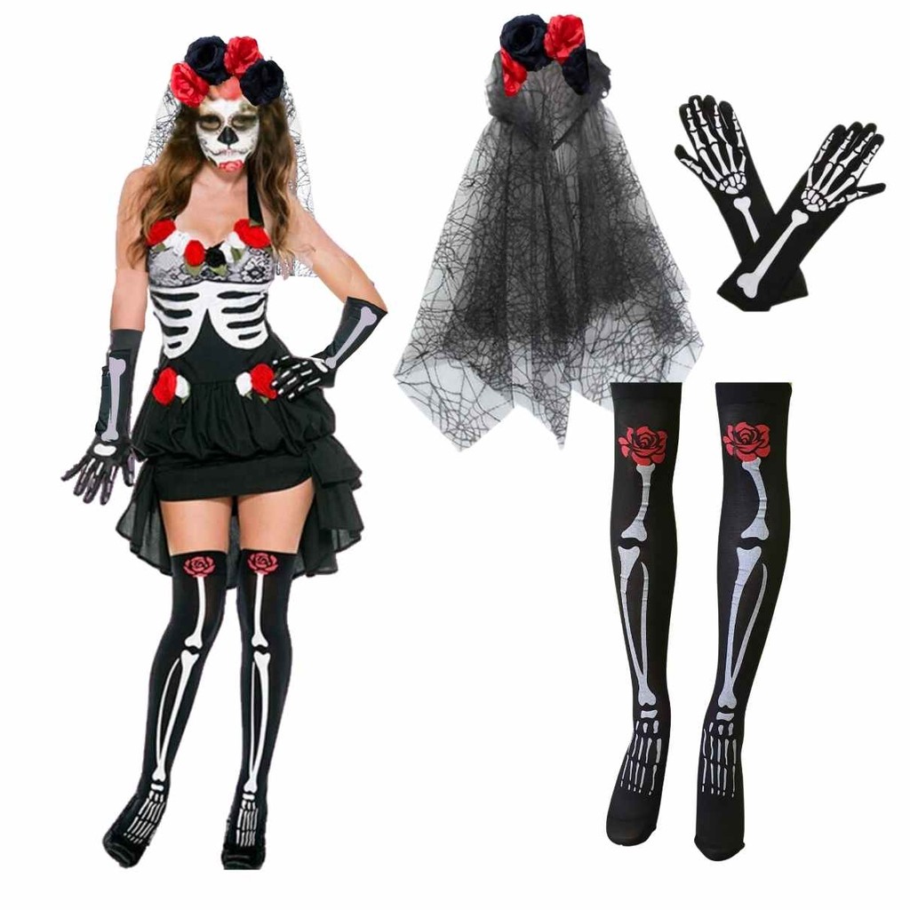 Halloween Costume Roupa Da Caveira Mexicana Fantasia Halloween