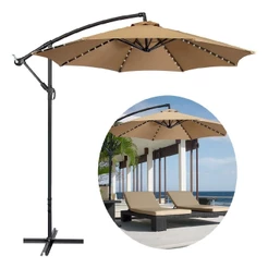 Ombrelone Guarda Sol De Praia Jardim Bege Lateral 3 metros Com Led