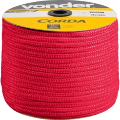 Corda Multifilamento Trançada 12 mm 140 metros Vermelha Carretel Vonder