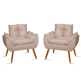 Kit 02 Poltronas Decorativas Opala - Sala, Quarto Bege em Oferta na Shopee