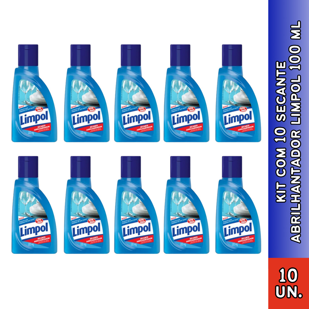 Kit Limpol Secante Abrilhantador Para Lava Louças Limpol 100ml (2/3/4/6 ou 10)