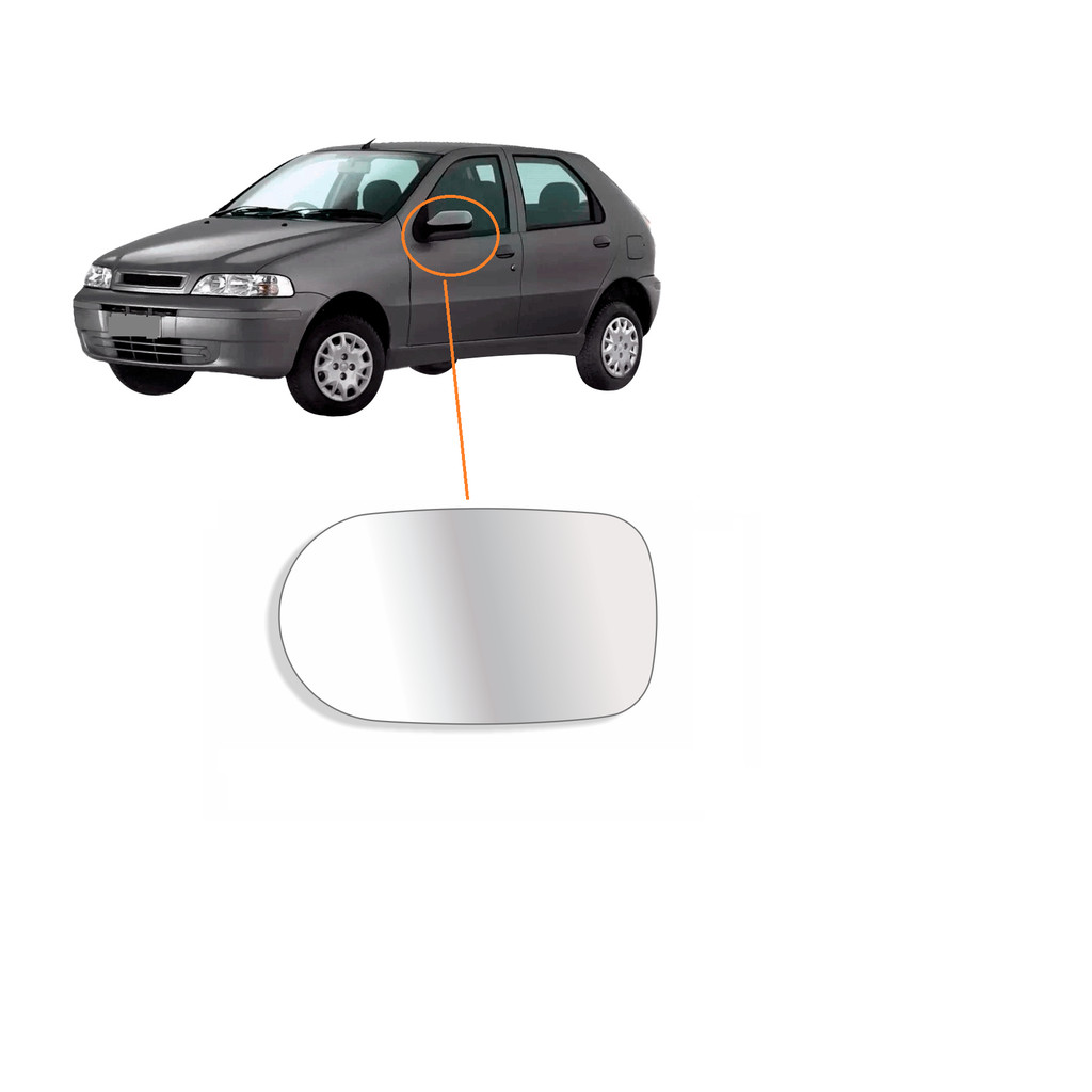Lente Espelho Retrovisor Palio Siena Strada 2001 02 03 04 05 06 07 08 09 2010 Com Base Lado Esquerdo