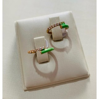 Anéis Anel folheado cravejado de Strass esmaltado Verde lima