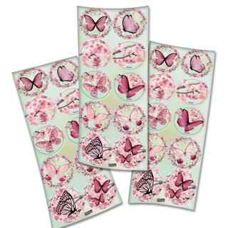 30  150 ADESIVO JARDIM BORBOLETAS  REDONDO FESTCOLOR em Oferta na Shopee