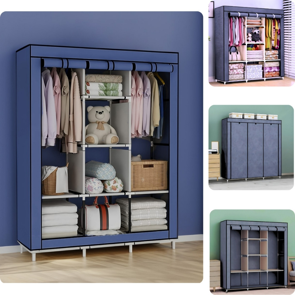 Guarda Roupa Portátil Dobrável Armário Organizador Cortina Organizador P/Casa -envio imediato em Oferta na Shopee