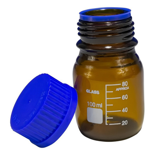 Frasco Reagente Tampa Azul Vidro 100ml Ambar em Oferta na Shopee