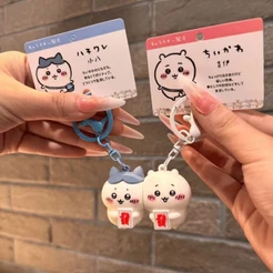 2 Pçs/set Criativo Magnético Chiikawa Chaveiro Pingente Bonito Dos Desenhos Animados Hachiware Mochila Charme Decoração