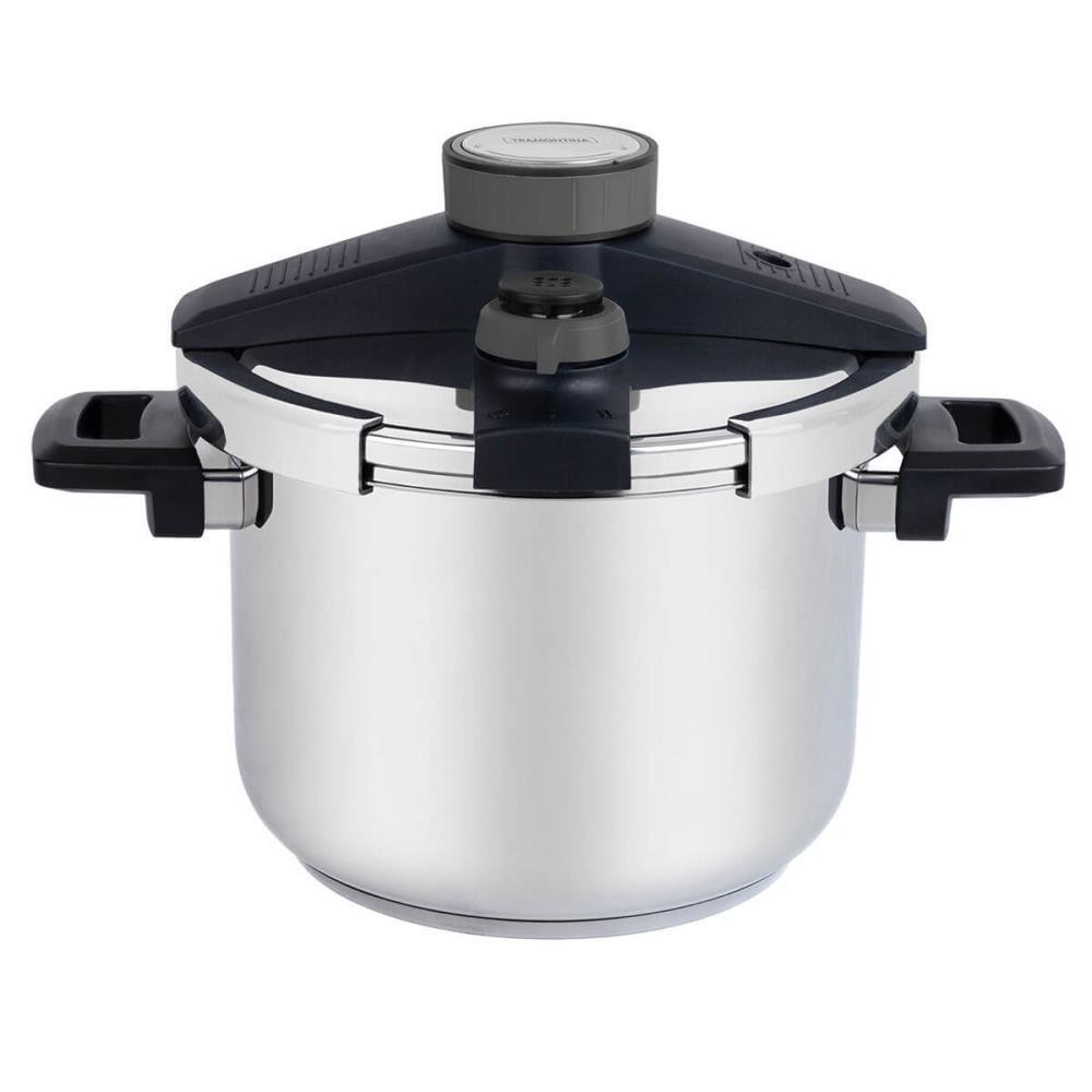 Panela De Pressão Tramontina Presto Inox Fundo Triplo 5 Dispositivos De Segurança 22cm 6L 62518220