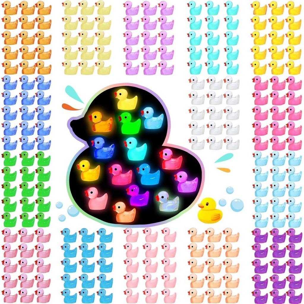 10 ~ 100 Peças Mini Patos De Resina Luminosos Em Massa Pequeno Pato Que Brilha No Escuro Para Jardim Micro Paisagem Ornamento De Aquário Brinquedos DIY
