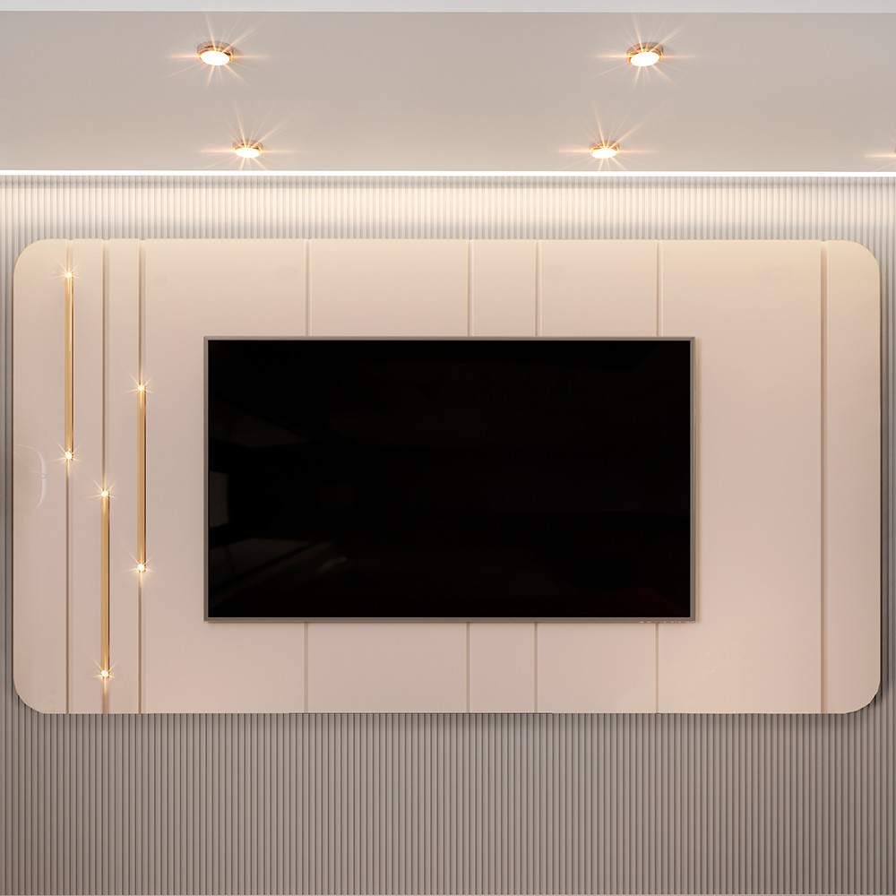 Painel Para TV 75 Pol Com LED Orgânico Dion D05 Off White - Lyam Decor em Oferta na Shopee