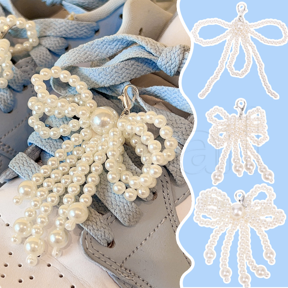 2Pcs Fivela De Sapato Com Laço De Pérola-Grampo-Acessórios De Moda De Bricolage-Y2k Sweet Bowknot Shoe Decoration-Ornamento De Tênis Estilo INS