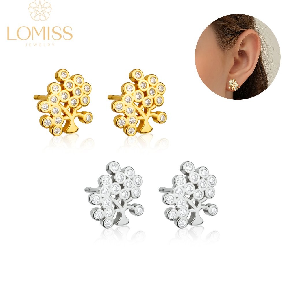 Brinco Femininos Delicado Elegante Antialérgico Folheado Ouro 18k a Platina árvore Da Vida Zircônia Cravejada em Oferta na Shopee