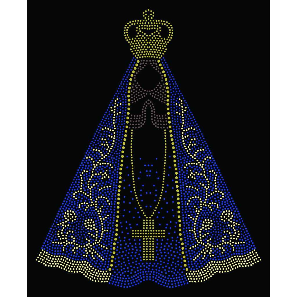Aplique Nossa Senhora Aparecida em Strass hotfix Termocolante