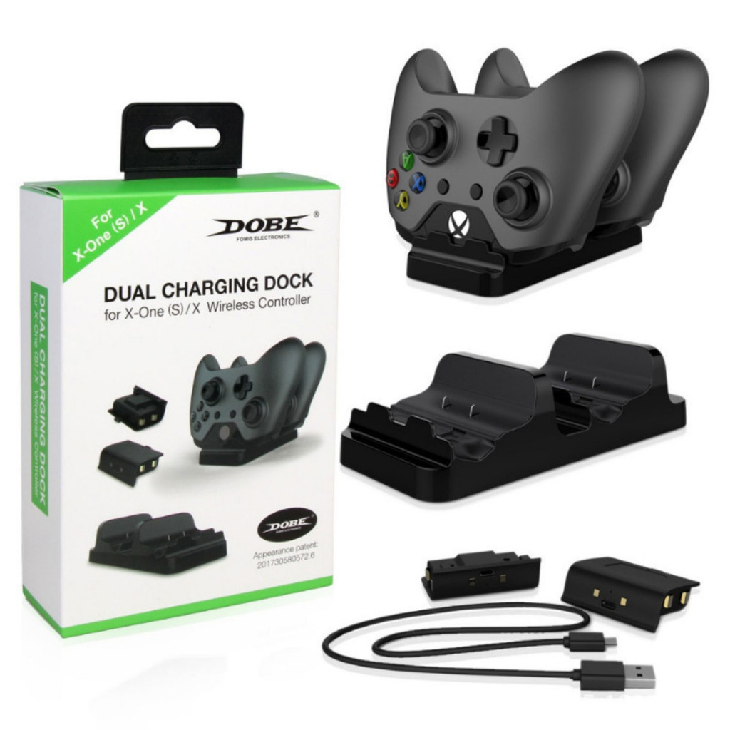 Kit Dock Station com 2 Baterias Dobe para Controle de X-BOX ONE S/X - Preto.