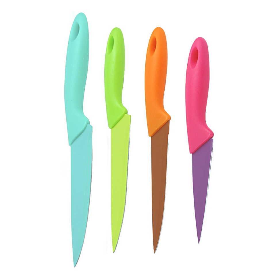Faca Colorida De Inox Jogo Kit 4 Peças Para Cozinha Utensílio marisa