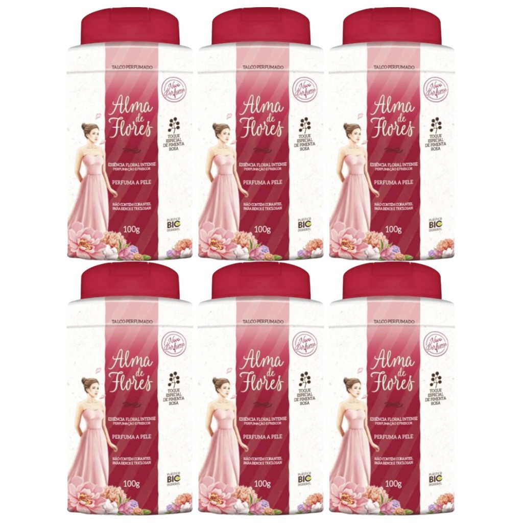 Kit 6 Talco Alma De Flores Floral Intense 100G - Memphis