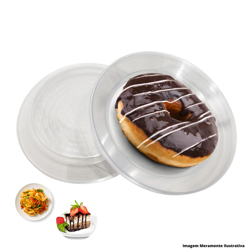 Prato Plástico Transparente 220Mm Cristal Pacote Com 10 Unidades