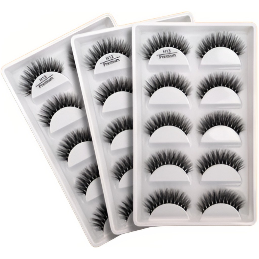 Cartela 5 Pares Cílios Postiços Modelo H13 Premium Base  Gel
