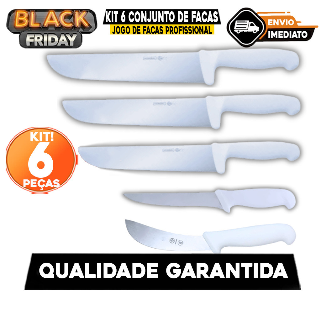Conjunto De Facas Profissional, Desossa, Tira Couro Para Açougue Frigorífico Churrascaria Churrasco Restaurante
