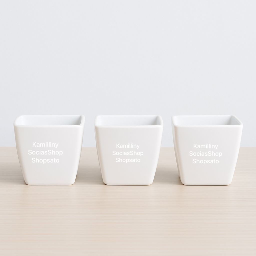 Kit Com 3 Vasinho Quadrado Branco Decorativo Chachepot Para Plantas E Suculentas Artificial