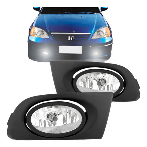 Par Farol Milha Auxiliar Civic 2001 2002 2003 Com Grade
