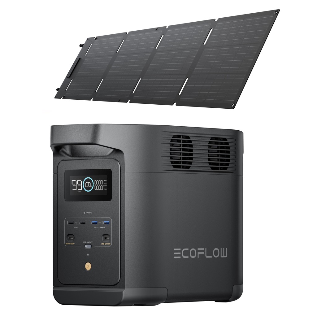 KIT Estação de Energia E980 110/127V Ecoflow Nobreak Gerador + painel solar Placa 45W