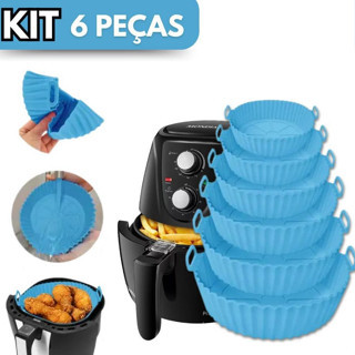 Kit 6 Formas Airfryer Tamanhos Variados Silicone Antiaderente Microondas Lavável Com Alça em Oferta na Shopee