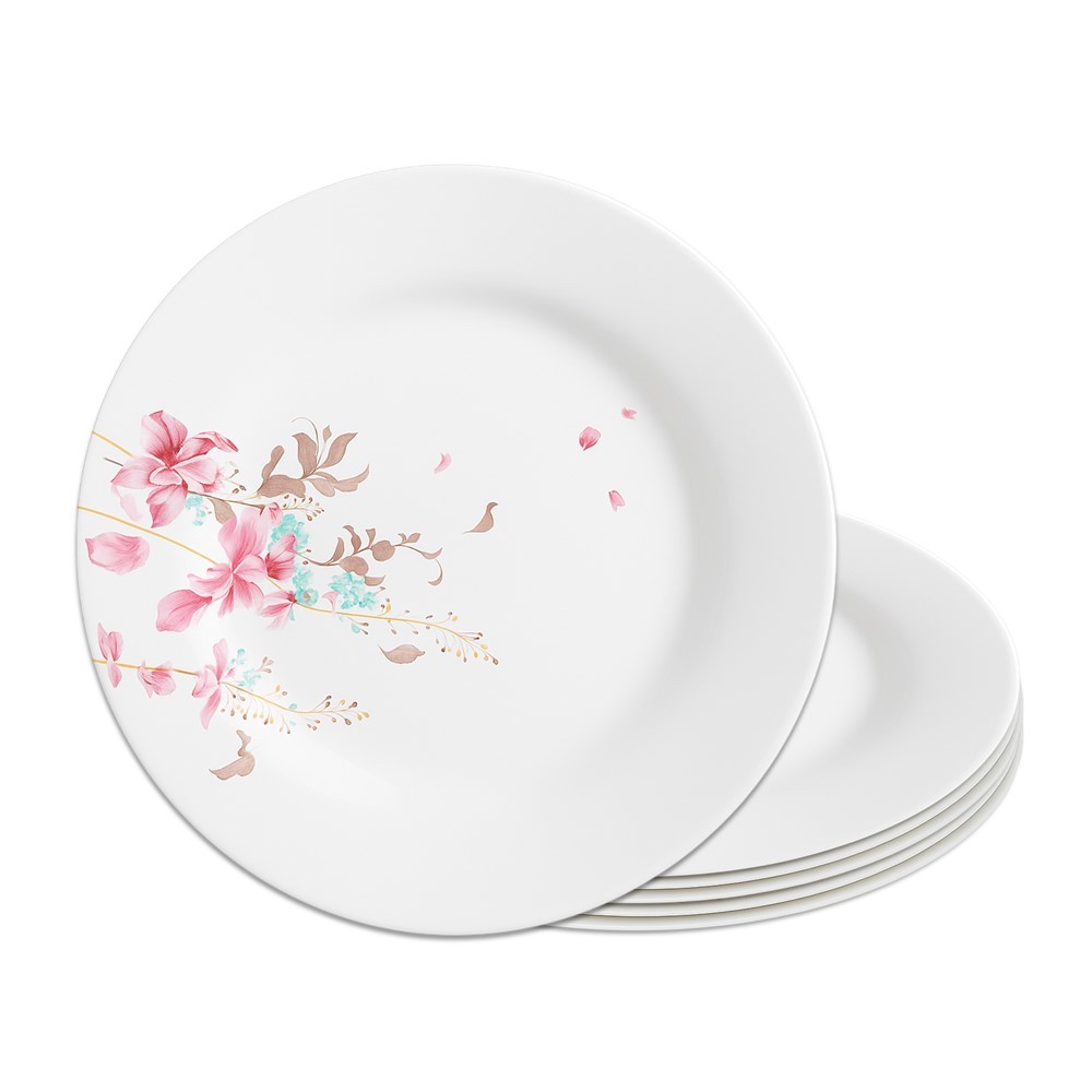 Jogo 6 Prato de Sobremesa de Vidro Branco Flowers Bord Em Casa Tem 20cm em Oferta na Shopee