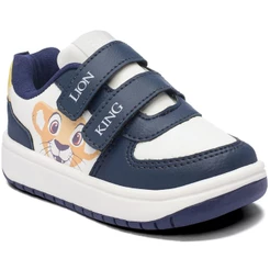 Tênis Infantil Disney Rei Leão Velcro Menino - Branco e Marinho