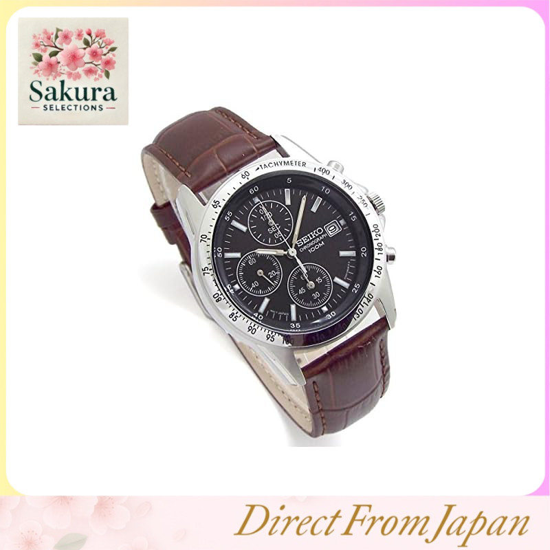 Relógio De Pulso Cronógrafo Seiko Com Conjunto De Pulseira De Couro Genuíno , Distribuição Autorizada Doméstica , Preto Marrom Profundo SND367P1-DB [Importação Paralela]